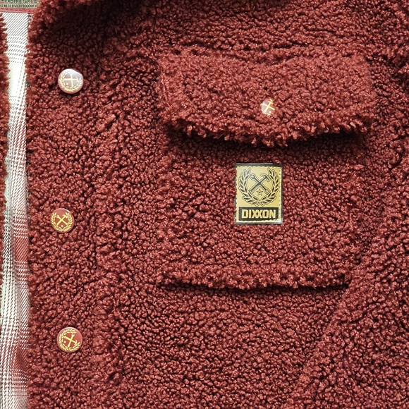 DIXXON Women's Petaluma Sherpa Jacket Oversized Small Button Down Red - Picture 6 of 14